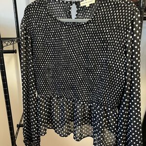 Black Polka Dot Women's Top